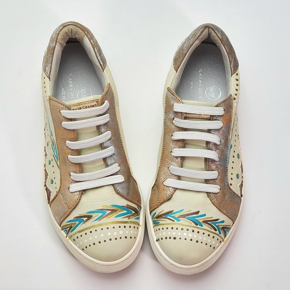 Karma Of Charme Naïf Hand Painted Leather Low Top Women Sneakers Sz 37 / US 6.5 - Picture 2 of 12